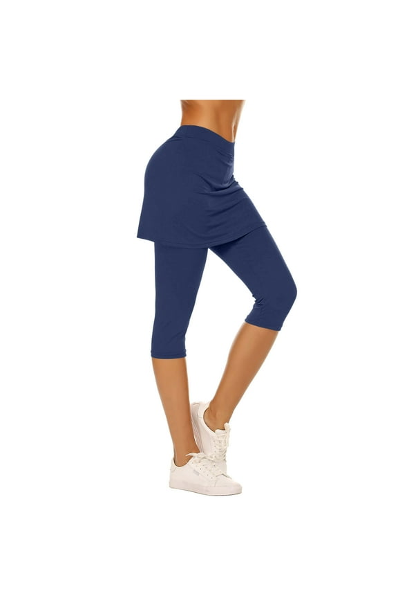 Skorts for Woman High Waisted Tennis Workout Golf 2 in 1 Capris Slim Fitted Gym Yoga Skirts Leggings