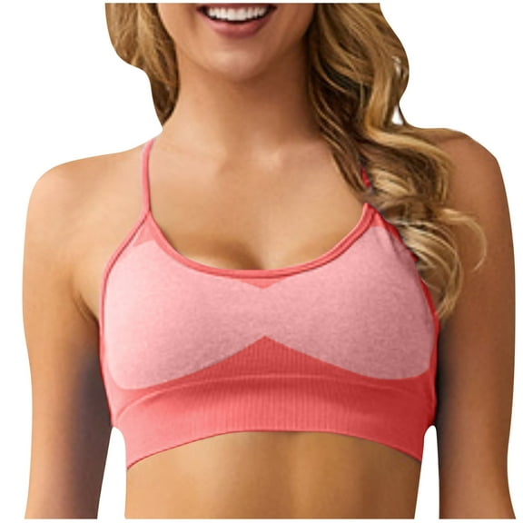 JIUKE Sport Bras for Women Strappy Crisscross Cropped Yoga Workout Bras Wireless Push up Seamless Bras Size S