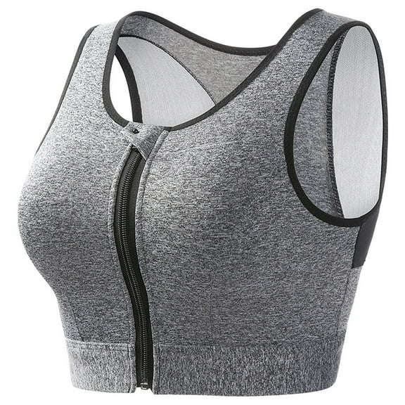JIUKE Sports Bras for Women Front Zipper Closure Wireless Running Bras Padded Yoga Bras Athletic Crop Tank Tops