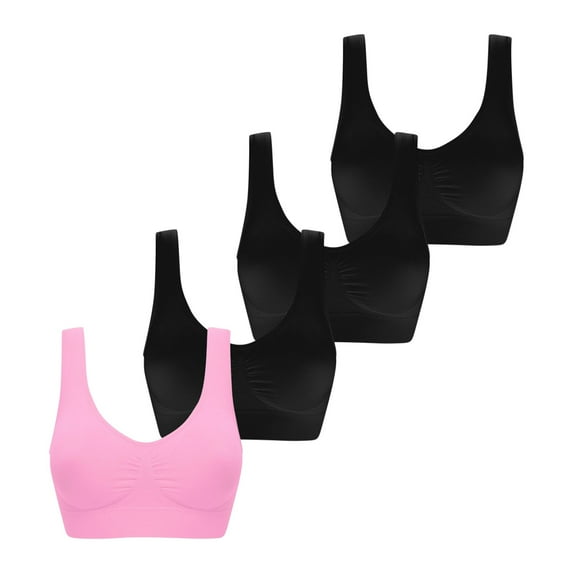 JIUKE Sports Bras for Women High Support Racerback Seamless Bra Workout Wireless Yoga Bras 4-Pack