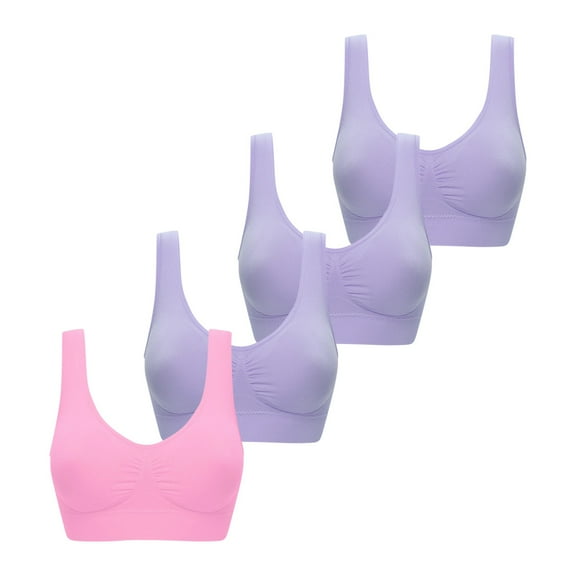 JIUKE Sports Bras for Women High Support Racerback Seamless Bra Workout Wireless Yoga Bras 4-Pack