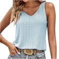 thumbnail image 1 of JIUKE Summer Eyelet Tank Tops for Women V Neck Loose Fitted Sleeveless Lightweight Comfy Tee Shirts Blue L, 1 of 7