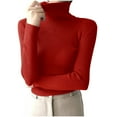 thumbnail image 1 of JIUKE Sweaters for Women Long Sleeve Turtlenecks Ribbed Knit Comfy Slim Fitted Basic Pullover Tops Size 1 Size, 1 of 5