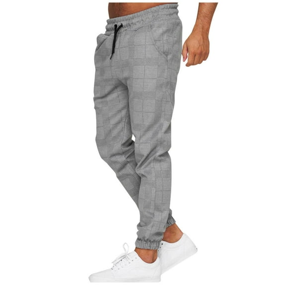 JIUKE Sweatpants for Men Plaid Printed Joggers Pant Drawstring Sports Running Workout Casual Pants with Pockets