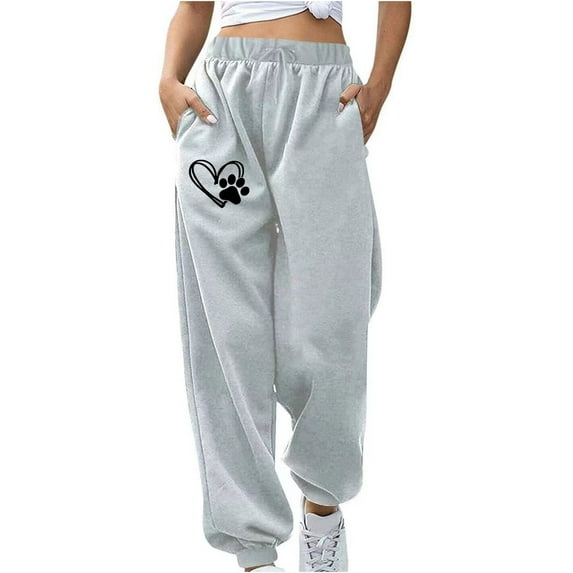 JIUKE Sweatpants for Women Casual High Waist Joggers Cute Graphic Printed Workout Running Trousers with Pockets