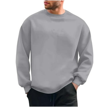 JIUKE Sweatshirts for Men Long Sleeve Crew Neck Base Pullover Solid Color Loose Casual Plain Tops