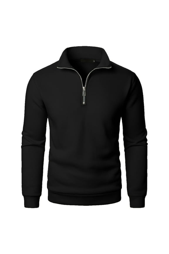 Sweatshirts for Men Quarter Zip Pullover Lightweight High Neck Casual Long Sleeve Solid Color Tops