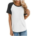 thumbnail image 1 of JIUKE T Shirts for Women Summer Short Sleeve Casual Basic Tops Color Block Blouses Comfy Tunic Tops Size 3XL, 1 of 5