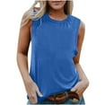 thumbnail image 1 of JIUKE Tank Tops for Women Sleeveless Solid Color Round Neck Shirt Casual Loose Fitted Plain Beach Blouses, 1 of 6