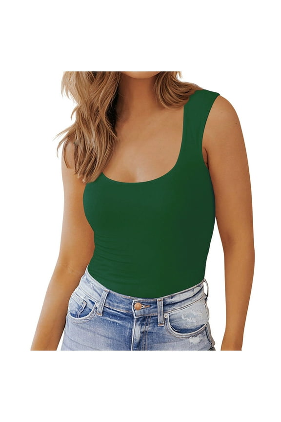 Tank Tops for Women Sleeveless Square Neck Shir Summer Solid Color slimt Blouse Going Out