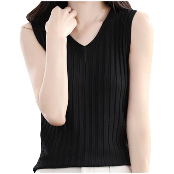 JIUKE Tank Tops for Women V Neck Sleeveless Pullover Tops Ribbed Sweaters Vests Lightweight Knitwear Blouses