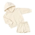 thumbnail image 1 of JIUKE Toddler Baby Boy Sweatsuit Set Long Sleeve Hoodie Pullover Tops with Short 2 Piece Outfits, 1 of 2