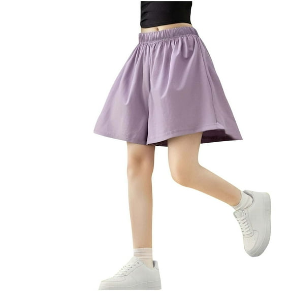 JIUKE Toddler Girls Wide Leg Shorts Elastic High Waisted Casual Shorts Baggy Loose Fitted Summer Shorts 9-10Y
