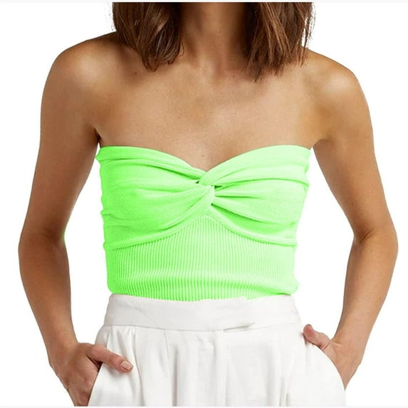 JIUKE Tube Tops for Women Strapless Sleeveless Crop Shirts Ribbed Knit Going out Tops Slim Fitted Solid Basic Tees