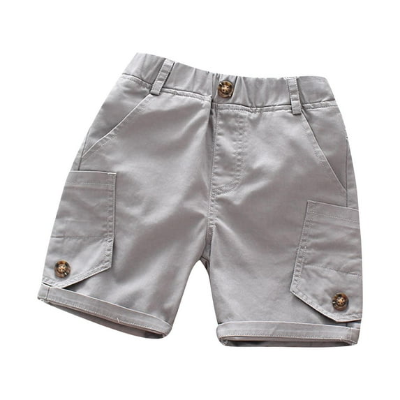 JIUKE Unisex Cargo Shorts Boys Girls Elastic Waisted Casual Shorts Toddler Kids Wide Leg Loose Fitted Shorts 4-5Y