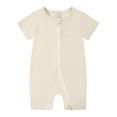 thumbnail image 1 of JIUKE Unisex Rompers Infant Baby Boy Girl Clothes Jumpsuit Short Sleeve Onesie Zipped Bodysuit Solid Color, 1 of 2