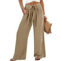 JIUKE Wide Leg Pants for Women High Waisted Comfy Beach Pants Loose Fitted Pull on Summer Trousers