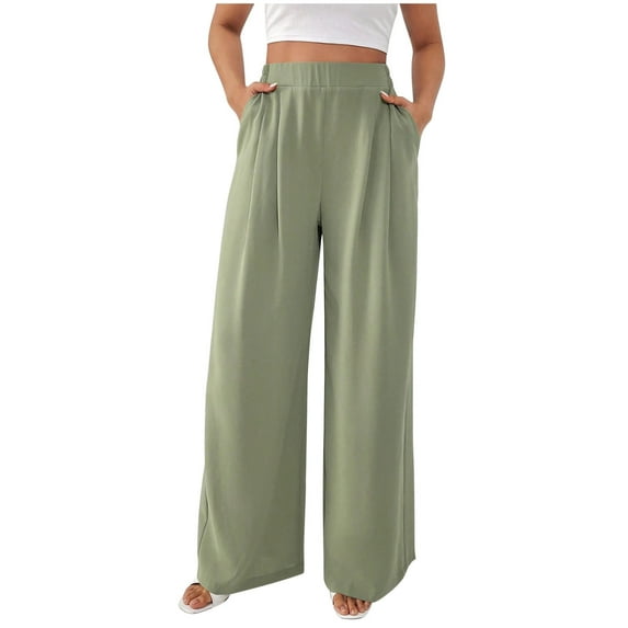 JIUKE Wide Leg Pants for Women High Waisted Dress Pants Straight Leg Pleated Work Office Trousers