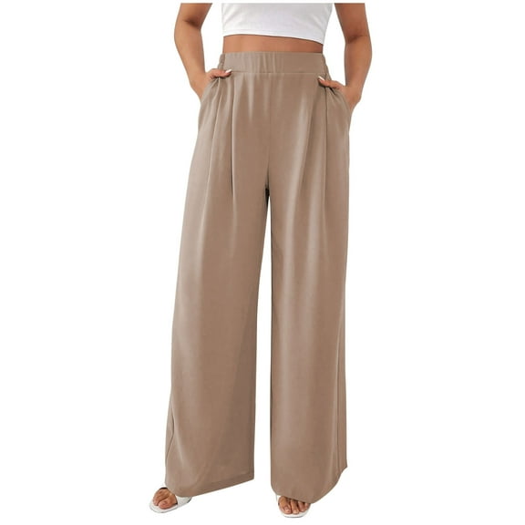 JIUKE Wide Leg Pants for Women High Waisted Dress Pants Straight Leg Pleated Work Office Trousers