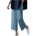 thumbnail image 1 of JIUKE Wide Leg Pants for Women Summer Cotton Linen Lightweight Ankle Length Trousers with Pockets, 1 of 3