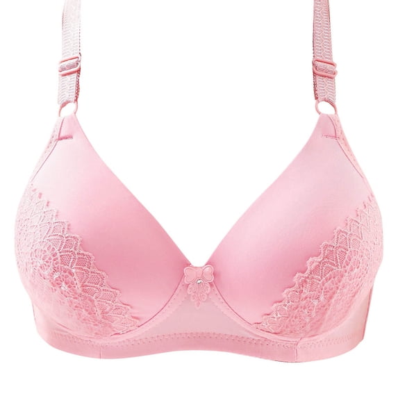 JIUKE Wireless Bras for Women Full Coverage Adjustable Strap Lace Embroidered Soft Bras Cute Everyday Bra