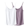 thumbnail image 1 of JIUKE Women Pajama Tank Tops with Built in Bra Women Spaghetti Strap Shelf Bra 2 Pack Comfy Undershirts Size XL, 1 of 4