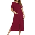 thumbnail image 1 of JIUKE Women Zipper Robe Short Sleeve Loungewear Lightweight Housecoat Full Length Nightgown with Pockets, 1 of 7