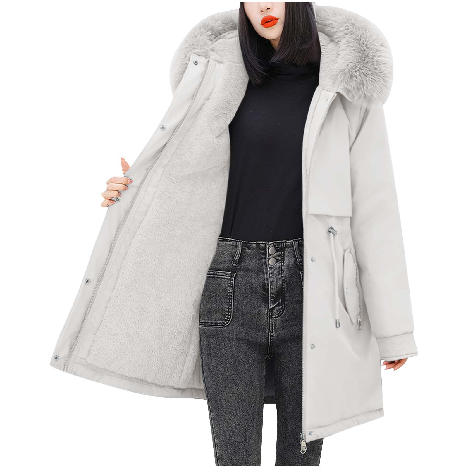 JIUKE Women's Winter Puffer Coat Thicken Fleece Lined Down Jacket with