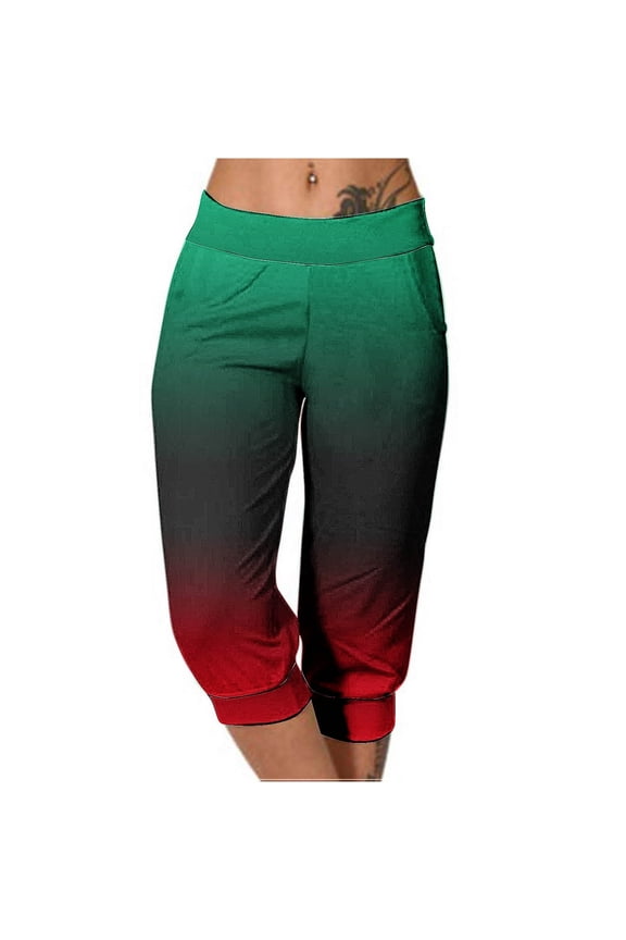 Womens Capri Pants High Waisted Drawstring Baggy Joggers Running Gym Cropped Sweatpants with Pockets Size XL
