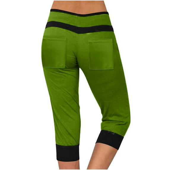 JIUKE Womens Capri Pants Plus Size Drawstring Stretchy Joggers Athletic Color Block Sweatpants with Pockets