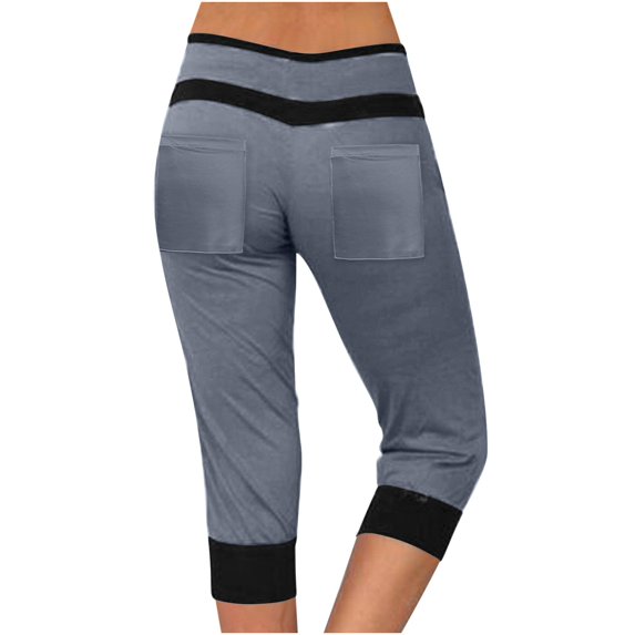 JIUKE Womens Capri Pants Plus Size Drawstring Stretchy Joggers Athletic Color Block Sweatpants with Pockets