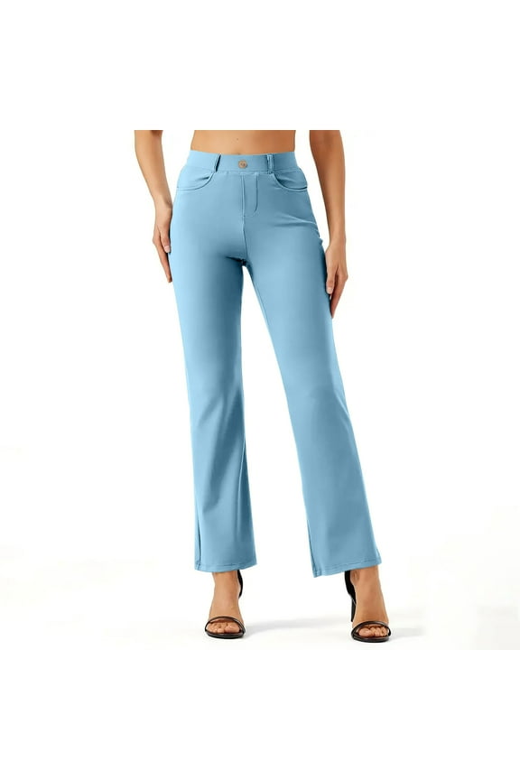 Womens Dress Pants Bootcut Pull on Office Slacks Business Casual Work Pants with Pockets S-XXL
