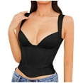 thumbnail image 1 of JIUKE Womens Going out Tops Sleeveless Low Cut Crop Corset Top Slim Fitted Cute Bustier Shirts, 1 of 5