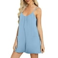 thumbnail image 1 of JIUKE Womens Jumpsuits Summer Casual Sleeveless Rompers Deep V Neck Loose Fitted Overalls with Pockets, 1 of 8
