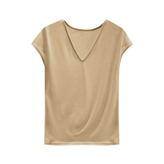 JIUKE Womens Pajamas Tops Cap Sleeve T-Shirts Casual V Neck Undershirts Loose Fitted Homewear Blouses