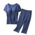 thumbnail image 1 of JIUKE Womens Plus Size Pjs Sets 2 Piece Lounge Sets Knee Length Shorts Comfy Shirts with Bra Pads Outfits, 1 of 5