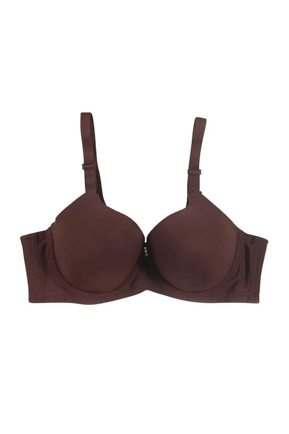 Womens Push up Bras No Underwire Full Cleavage Liftup Bra Seamless soft everyday Bras Brown 105D/46