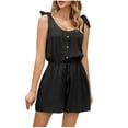 thumbnail image 1 of JIUKE Womens Romper Sleeveless High Waisted Lace-Up Fashion Beach Short Solid Color Jumpsuit with Pockets, 1 of 8