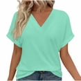thumbnail image 1 of JIUKE Womens Short Sleeve Shirts V Neck Casual Loose Fitted Tops Solid Color Comfy Plain Tee Shirts, 1 of 9