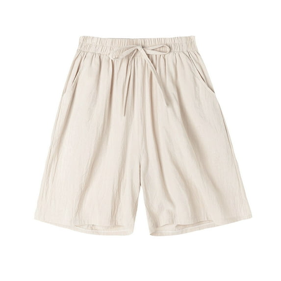 JIUKE Womens Shorts Casual Summer Drawstring High Waisted Vacation Beach Knee Length Shorts with Pockets