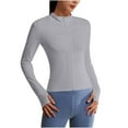 thumbnail image 1 of JIUKE Womens Sun Protection Jacket Lightweight Athletic Full Zip Long Sleeve Shirts with Thumb Holes Size L, 1 of 5