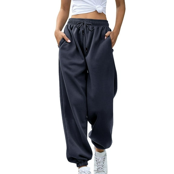 JIUKE Womens Sweatpants Drawstring High Waisted Baggy Workout Solid Color Athletic Jogger Trousers with Pockets