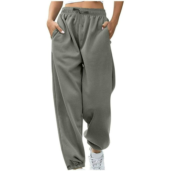 JIUKE Womens Sweatpants High Waisted Cinch Bottom Joggers Baggy Solid Athletic Trousers with Pockets