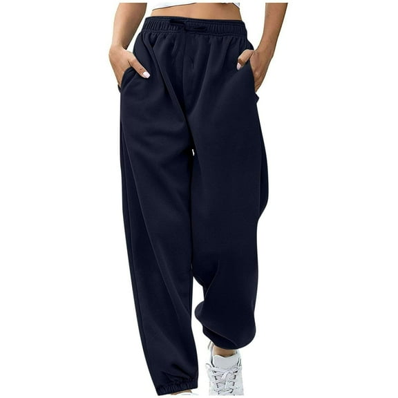 JIUKE Womens Sweatpants High Waisted Cinch Bottom Joggers Baggy Solid Athletic Trousers with Pockets