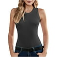thumbnail image 1 of JIUKE Womens Tank Tops Crewneck Sleeveless T-Shirts Racerback Ribbed Knit Slim Fitted Casual Going out Tops, 1 of 7