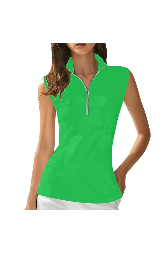 Womens Tank Tops Sleeveless Half Zip Collared Quick Dry Casual Workout Golf Tennis Tee Shirts Size XL