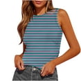 thumbnail image 1 of JIUKE Womens Tank Tops Summer Sleeveless Crew Neck Slim Fitted Striped Print Basic Tees Shirts, 1 of 5