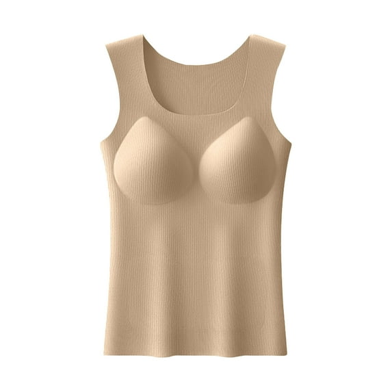 JIUKE Womens Tank Tops with Built in Bra V Neck Sleeveless Pajamas Undershirts Soft Comfy Base Layer Top