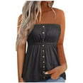 thumbnail image 1 of JIUKE Womens Tube Tops Casual Sleeveless Strapless Flowy Shirts Ruffle Hem Summer Going out Tops, 1 of 5