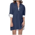 thumbnail image 1 of JIUKE Womens V Neck Collared Button down Shirts Long Sleeve Tunic Tops Casual Summer Cover Ups Size XXL, 1 of 6